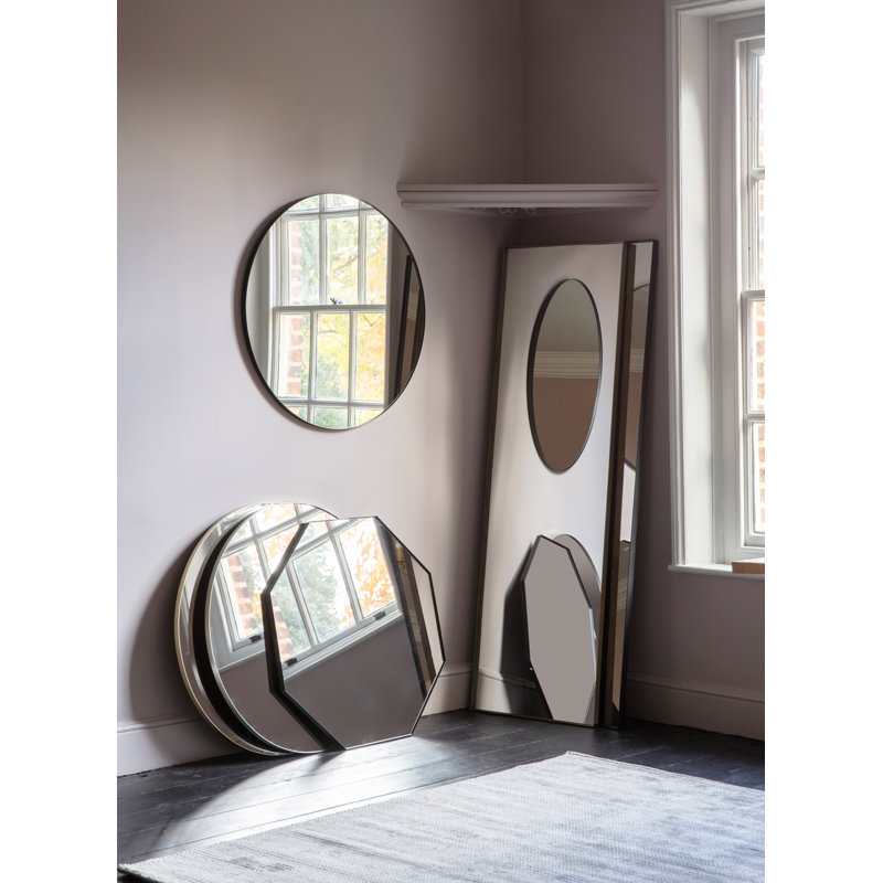Delois Metal Flat Wall Mirror, Black