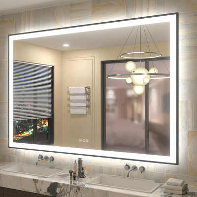 Aevar UL Certified Front & Back LED Anti-Fog Tempered Glass Framed Bathroom/Vanity Mirror with 3-Year Warranty