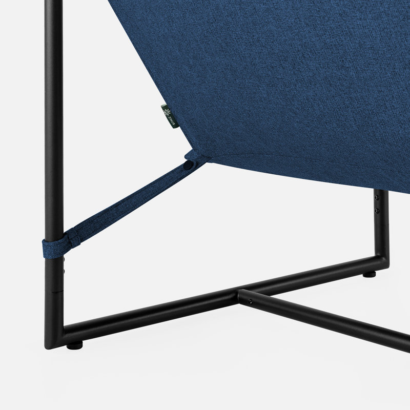 Reagle Modern Metal Framed Sling Accent Chair, Misty Navy
