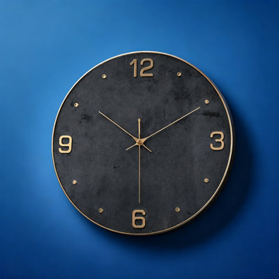Gray Gold Round Analog Wall Clocks