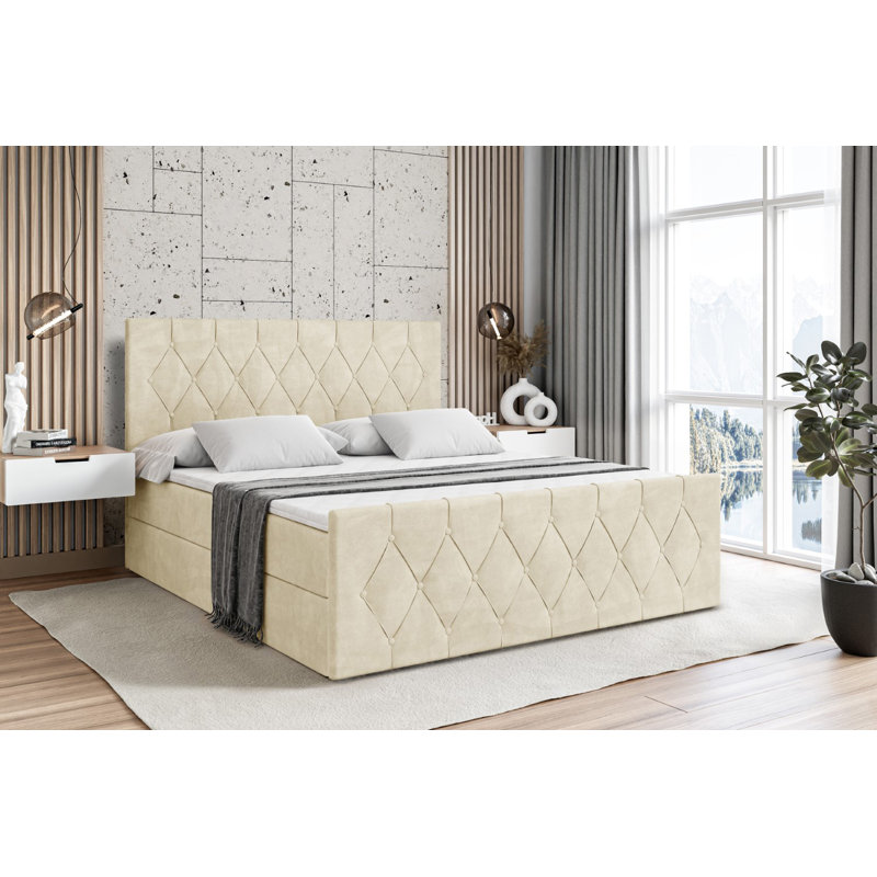 Sabna Bed with Mattress, 120 x 200cm, Beige