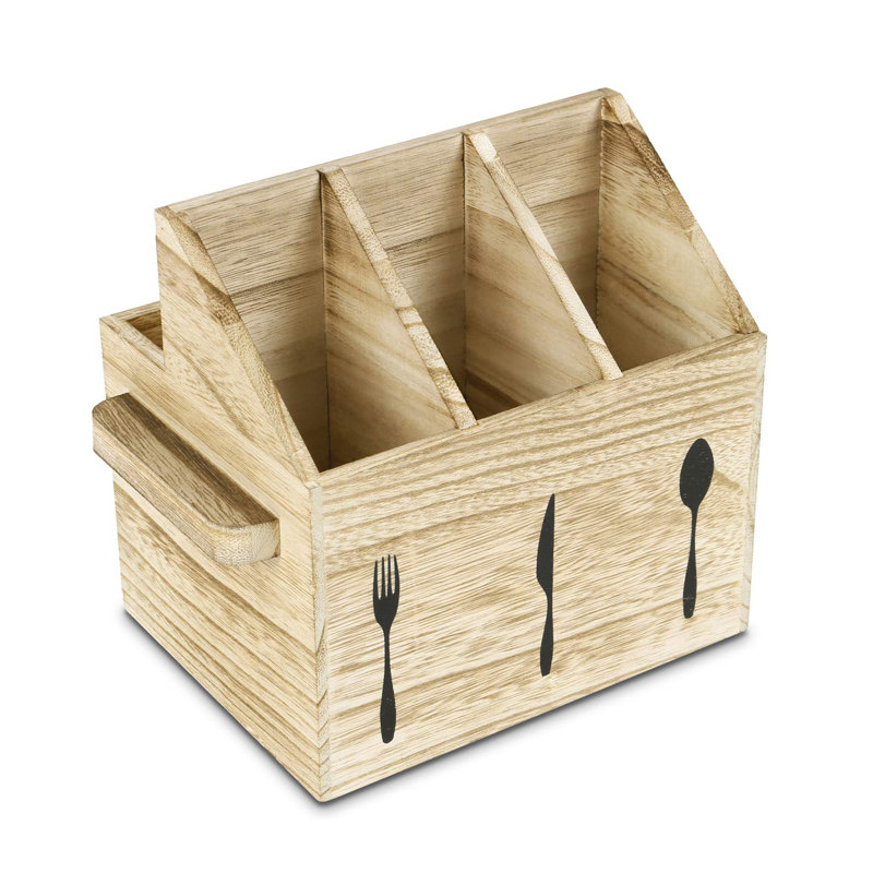 Wood Rectangle Flatware Caddy