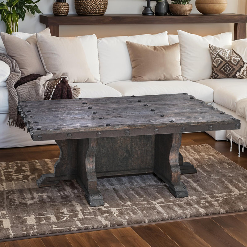 Table basse à tréteaux en bois massif