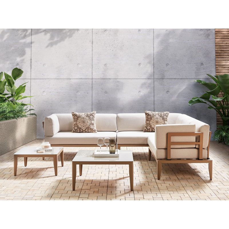 6 Seater Modular Garden Corner Sofa Set Light Beige Nayleen