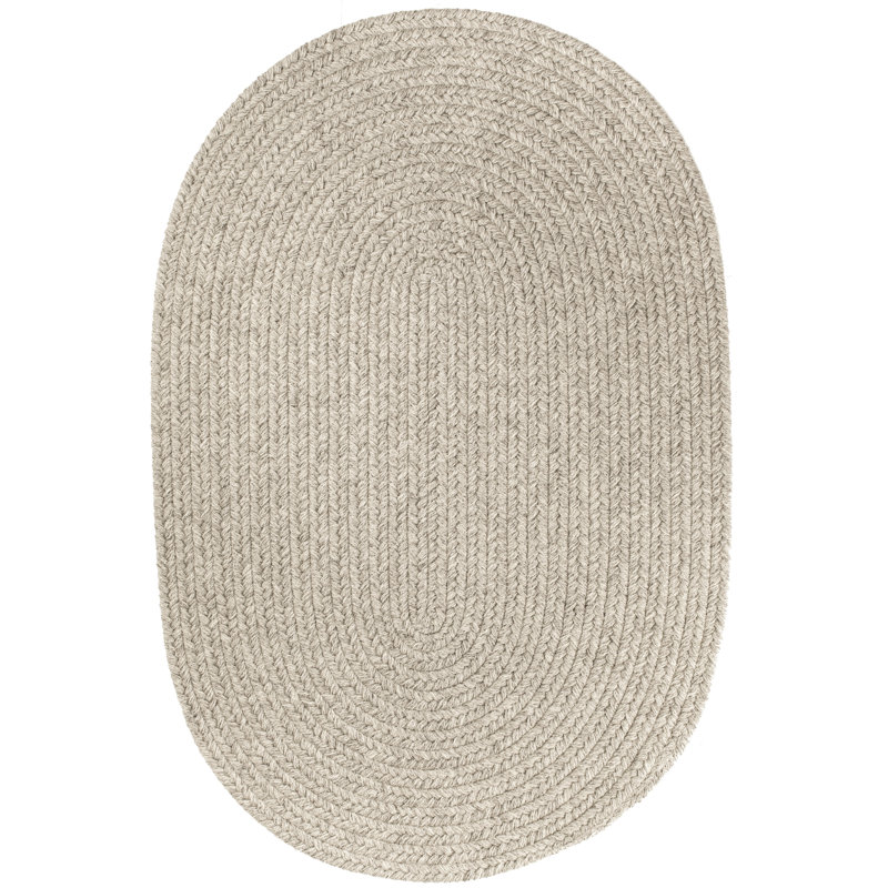 Tapis gris clair en laine tressée à la main Smyth, Ovale 7 pi x 9 pi