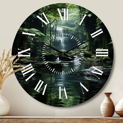 Horloge murale Waterfall Hidden Oasis Forest II - Paysages