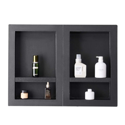 Waterproof Recessed Shower Niche with Dual Compartments for Enhanced Bathroom Storage and Organization