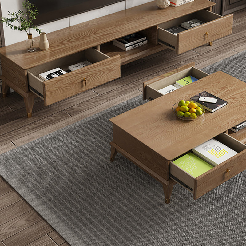 Solid Ash Wood TV Stand