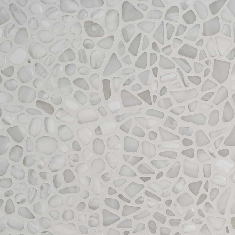 Riverglass White Frosted Glass Mosaic Tile