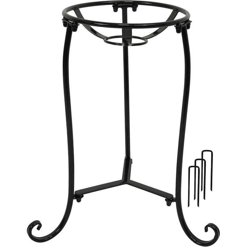 16 Inch Black Metal Gazing Ball Stand, 9x9x16 Holds 10-12 Inch Garden Globes Outdoor