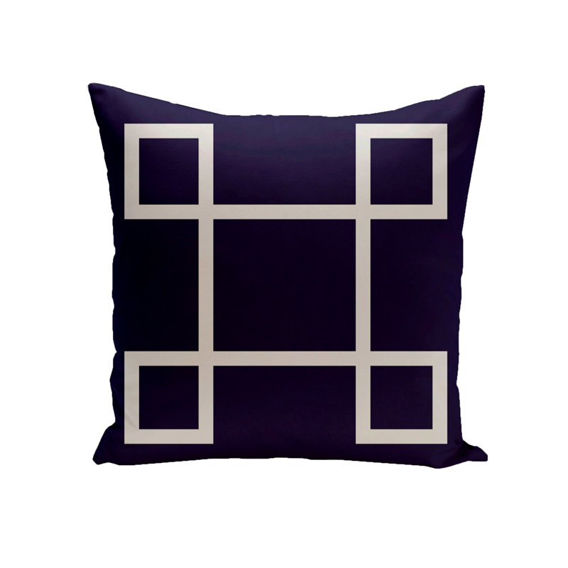Outdoor Reversible Throw Pillow, Navy, 16" x 16" 