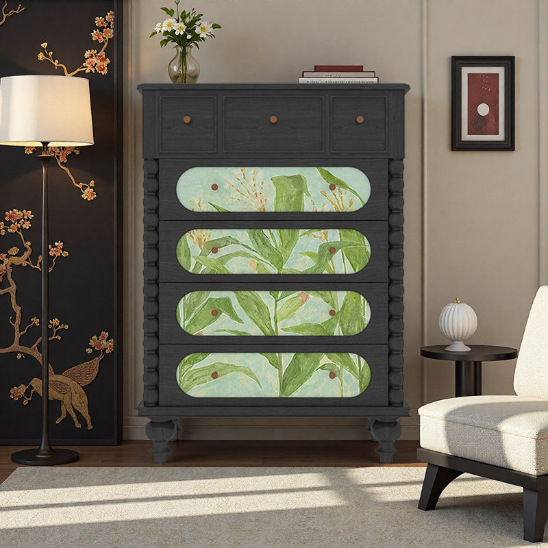 Commode française moderne en bois massif, Noir
