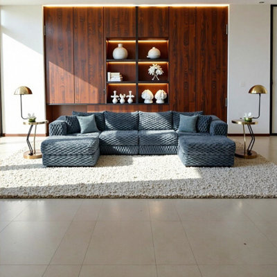 Canapé modulaire en forme de U avec repose-pieds 135,5 po