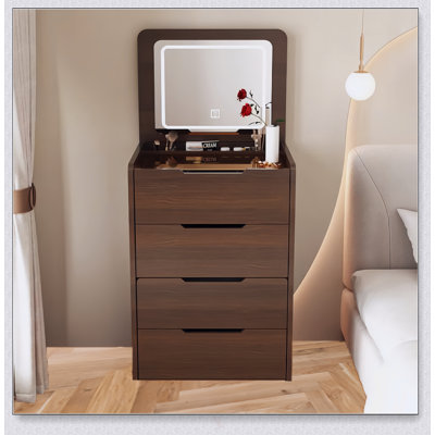 Compact 3-In-1 Vanity Desk With Flip-Top Mirror And 3 Drawers, Ideal For Makeup And Writing In Modern Spaces