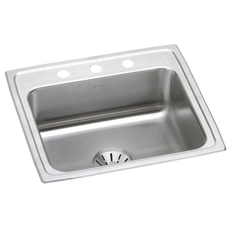Évier de cuisine encastré avec drain Lustertone L 22 po x l 19,5 po, 3 trous