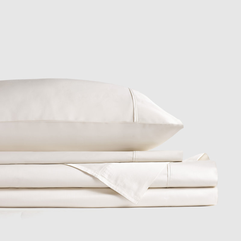 Satin de Premier Ensemble de draps, Parchemin, Ensemble de draps pour grand lit avec 3 pièces su