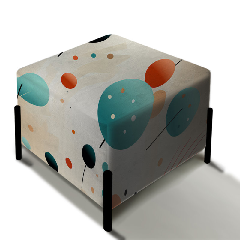 Blue Funky Polka Dot Floral Delights - Repose-pieds carré rétro