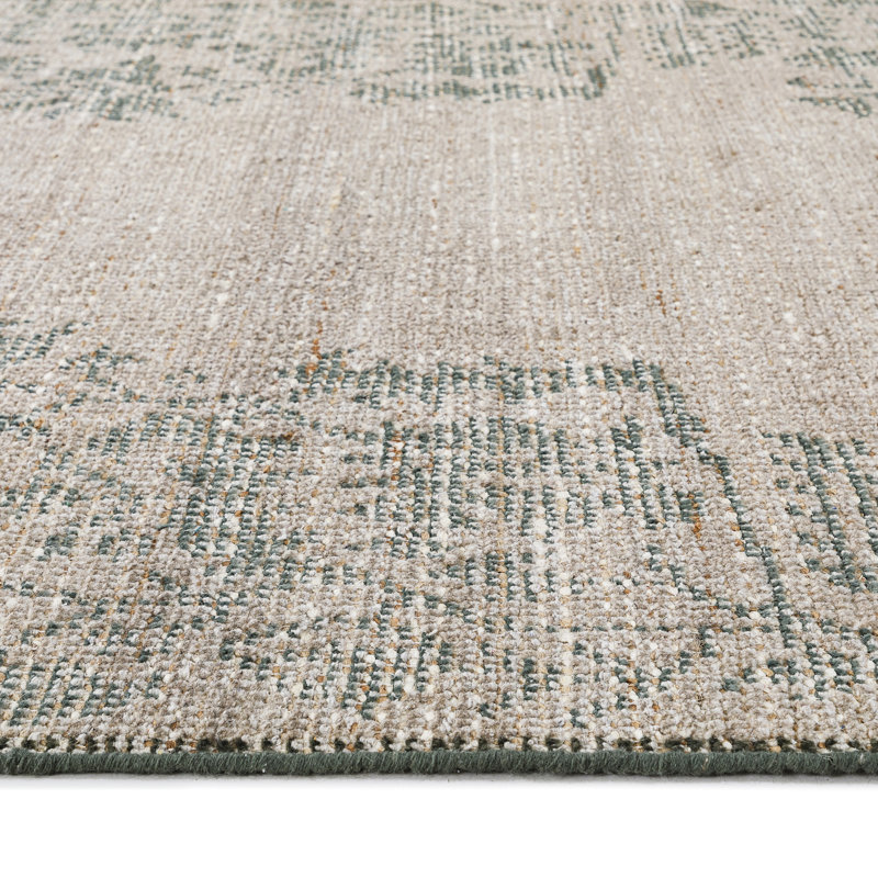 Bloom Rug: Decorator Hand Knotted Rug in Natural/Green, Rectange 5' x 8'