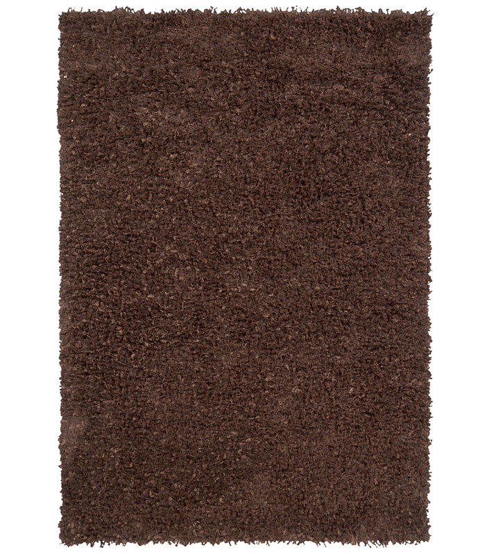 Tapis en polyester et viscose tissés à la main à poils longs Benson Authentic, Marron foncé, 7 pi 9 po x 10 pi 6 po