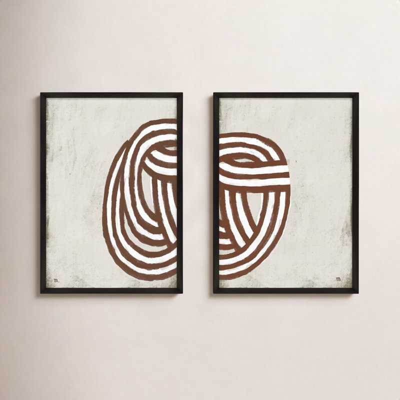 Knotting Set Of 2 By Studiom - Framed Wall Art, 30" H x 42" W x 1.25" D, Black Framed