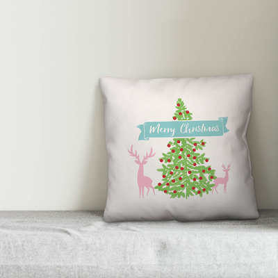  Merry Christmas Tree Throw Pillow