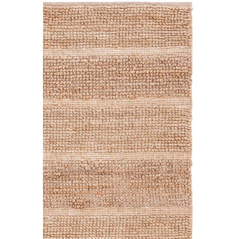 Tapis rayé en jute et coton tissé à la main Keavi, Tapis de couloir 2 pi 3 po x 8 pi