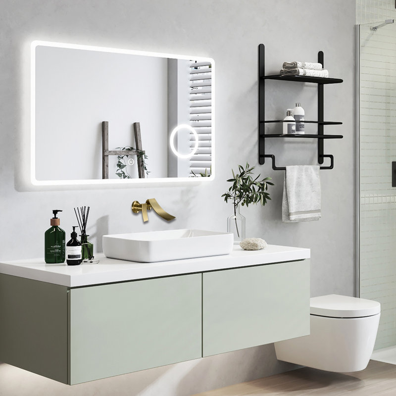 Robinet de salle de bain à large entraxe avec bonde, Or brossé