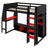 Wood Gaming Loft Bed Featuring Desk, Shelves, LED, And Hanging Rack-157855395