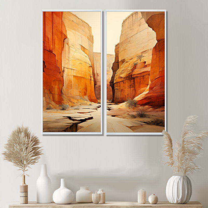 Marvalyn - art mural orange sur toile, H 20 po x l 24 po, Reproduction avec cadre flottant, Blanc