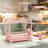 2-Tier Rustproof Dish Drying Rack with Drainboard & Holders, Pink
