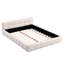Lit en chenille beige avec tête de lit en damier pour un confort - Une chambre à coucher centrée pour un sommeil confortable et contemporain-260978661