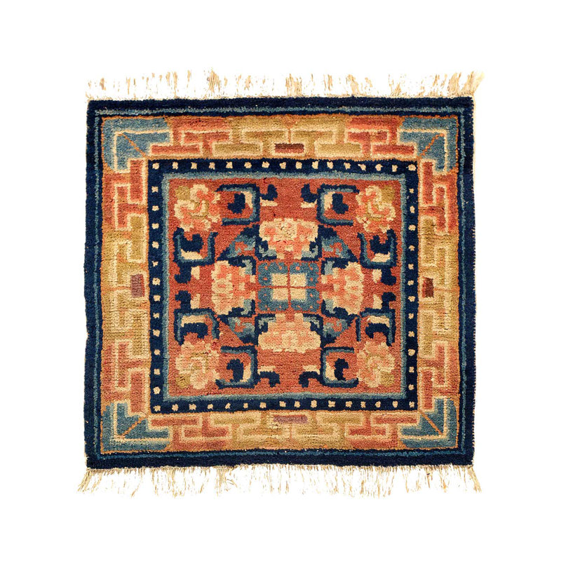 Tapis antique chinois du 18e siècle Ningxia 2 pi x 2 pi