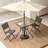 28" Square Patio Bistro Table with Umbrella Hole, Tempered Glass Top, Black