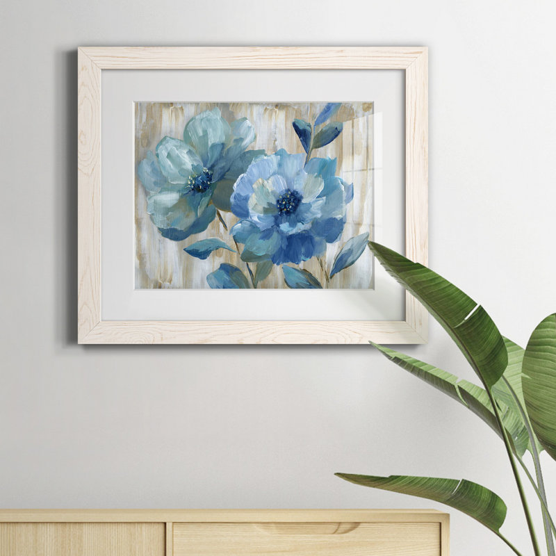 «Blue Duo» par J Paul, reproduction d'art sur papier encadrée, H 20 po x l 17 po x P 1,5 po, Blanc