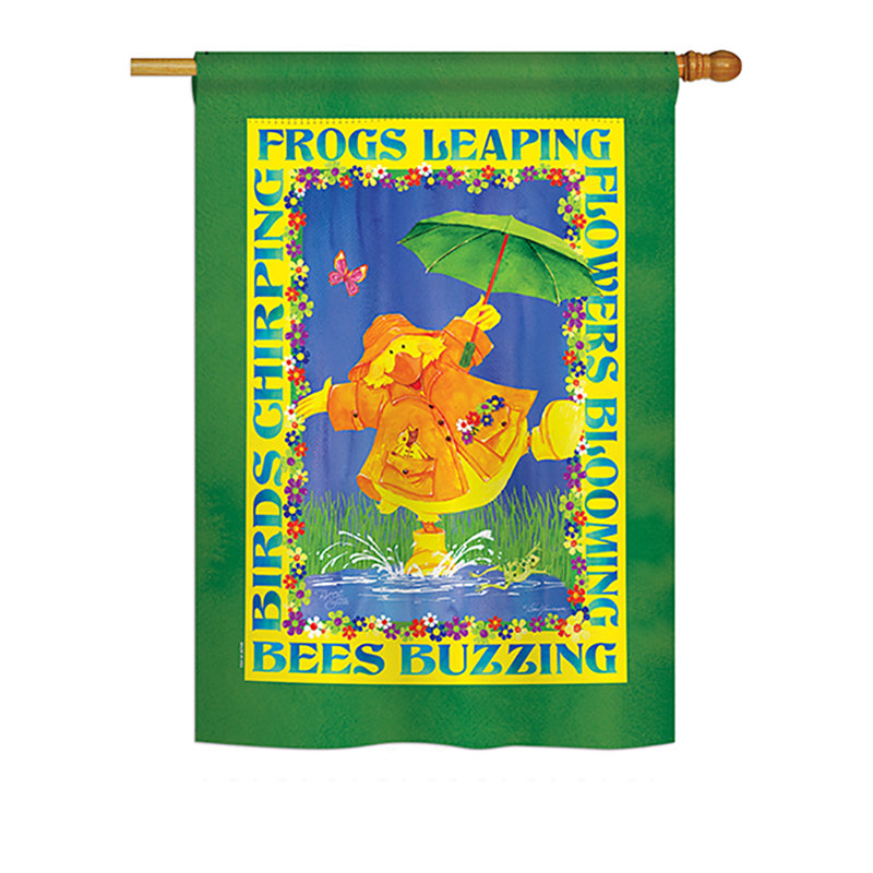 « spring duckling jardin friends oiseaux », impression en polyester de 2 côtés 40 x 28 po drapeau de jardin