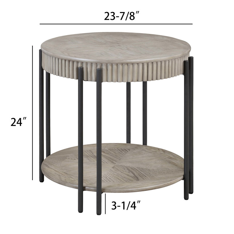Table de bout de salon avec pieds en métal et tablette brun clair / brun foncé