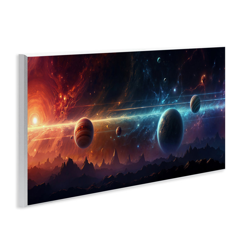 Plaque murale surréaliste Planets over Crags, design par Wumples
