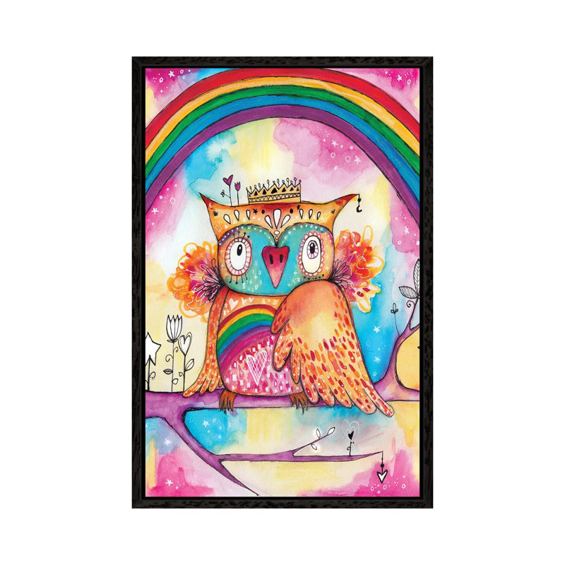 Rainbow Bird by Tamara Laporte - Painting on Canvas, 66.04cm H x 45.72cm W x 3.81cm D, Black Framed