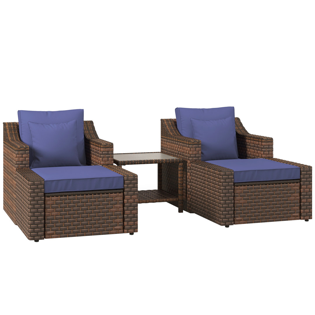 Boothby Rattan Seating Group with Cushion Red Barrel Studio® Cushion 
