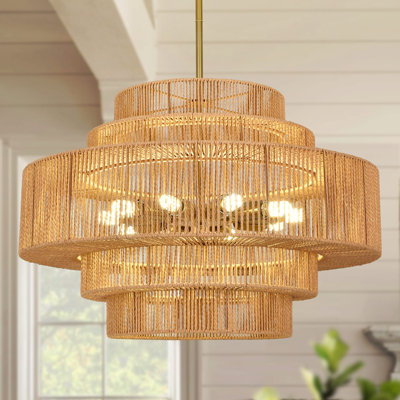 Luminaire de lustre en rotin Boho