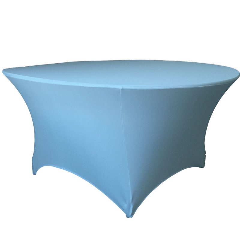 Blue Light Round Spandex Tablecloth with Reinforced Leg Pocket