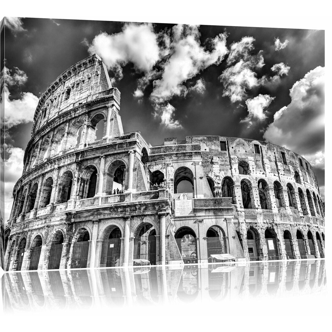 Leinwandbild Colosseum bei Tag in Rom in Monochrom