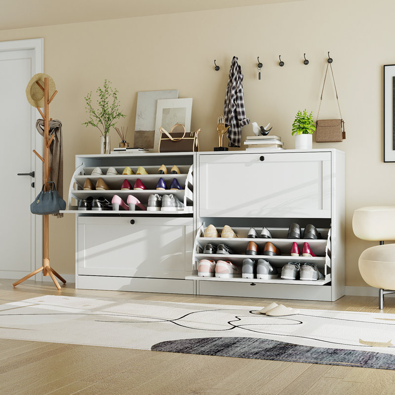 Marcell Shoe Cabinet with 2 Flip out Doors(Set of 2)