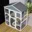 Cage pour animaux en bois imperméable et grise avec 2 espaces de sieste, 3 plateformes de saut, des maisons de couchage de luxe sécuritaires, pour les petits animaux de compagnie