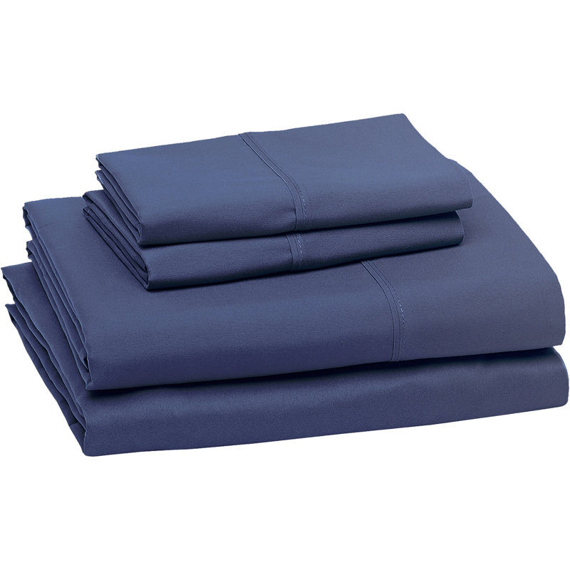 Ensemble de draps 100 % coton à fibres longues haut de gamme Milano à contexture de 1000 fils, Bleu marine