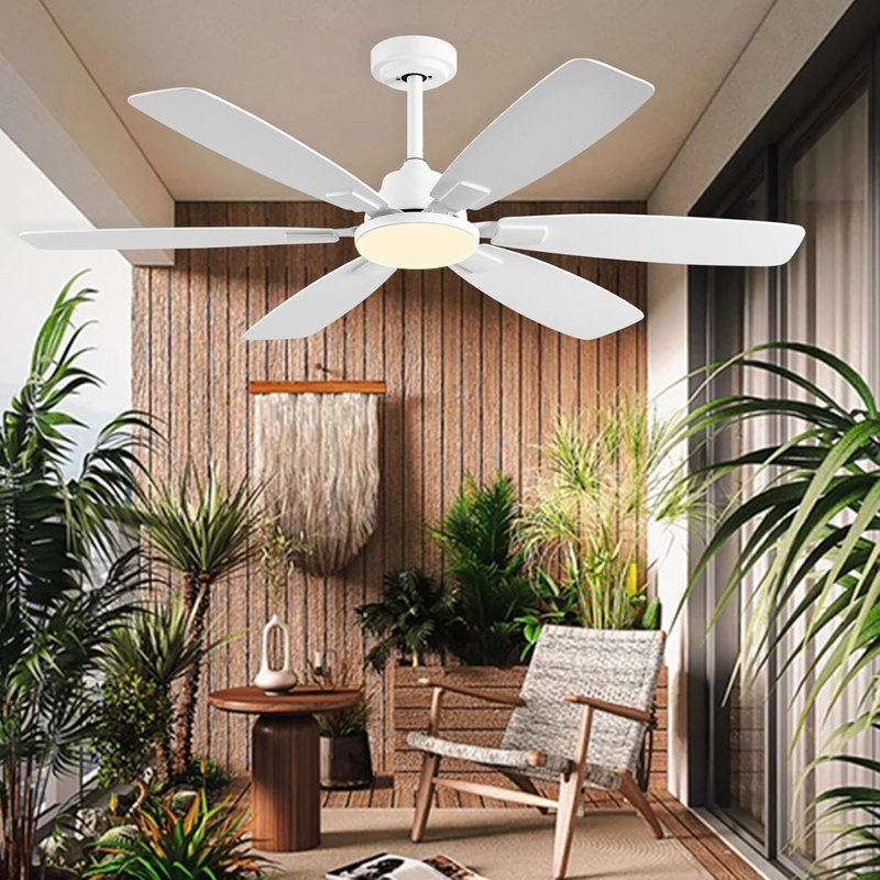 Ceiling Fans with Lights, 52 Inch Ceiling Fan with Light and Remote, 3CCT Dimmable, 6 Speed Reversible DC Motor,6 Blades Modern White Ceiling Fan for Bedroom, Indoor/Outdoor Use