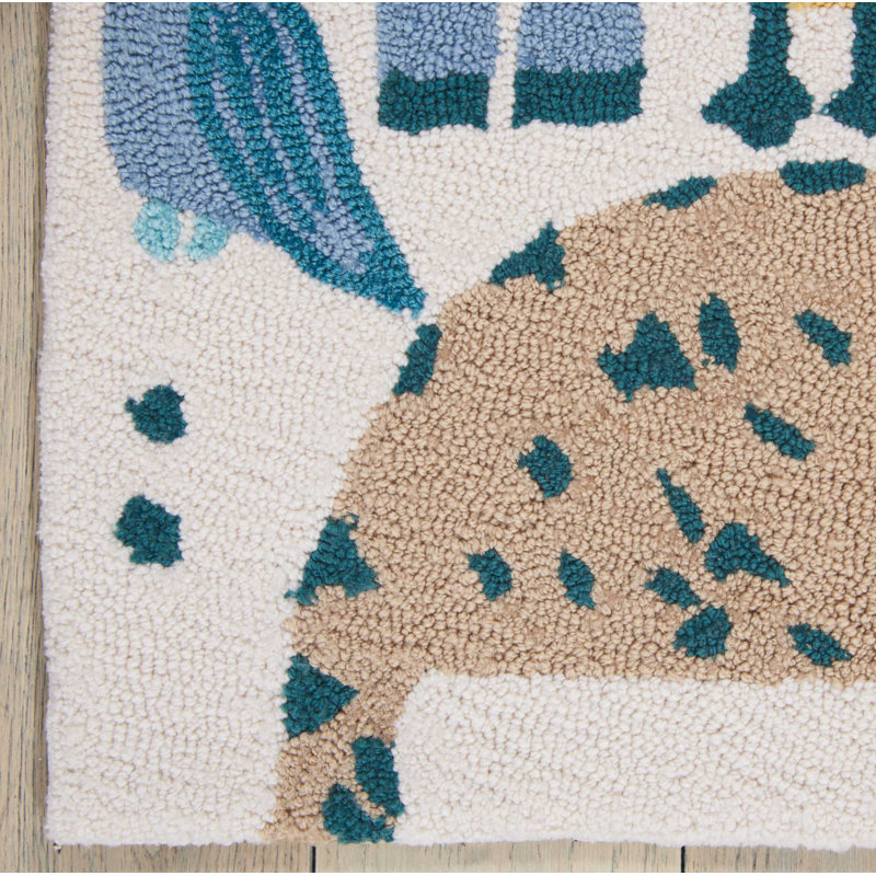 Tapis bleu / beige crocheté à la main Crew Park