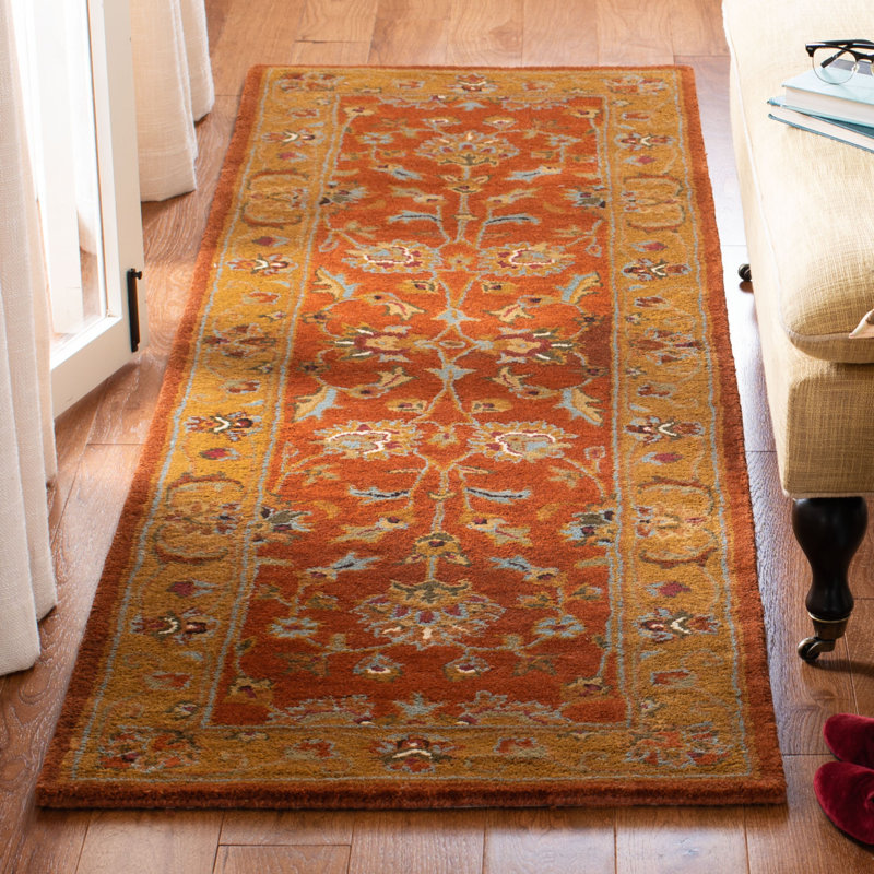 Tapis oriental en laine touffeté à la main Balthrop, Tapis de couloir 2 pi 3 po x 12 pi