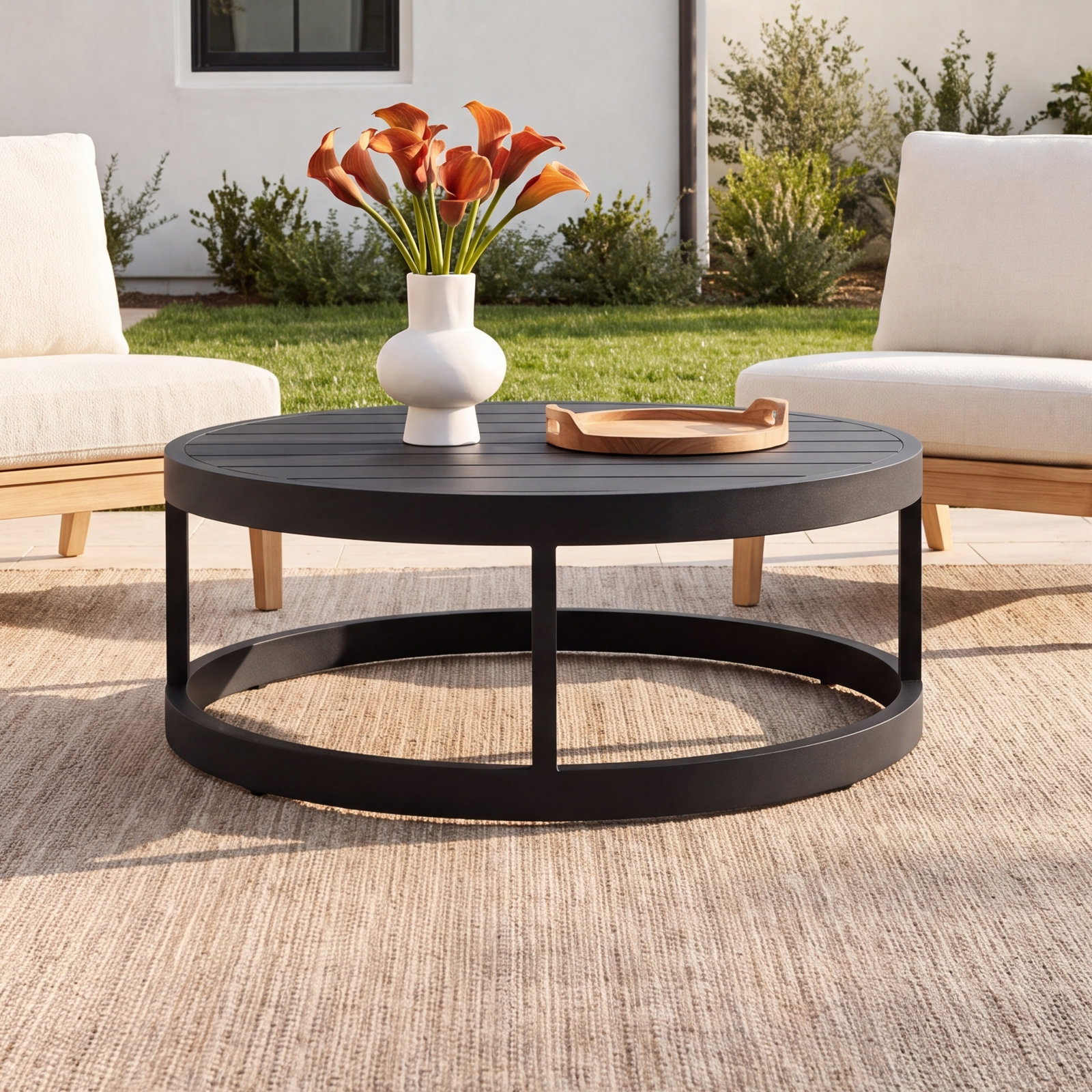 Bergeron 34" Patio Table, Black