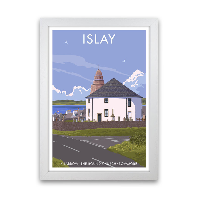 Islay Bowmore by Stephen Millership - Print on Canvas, White Framed Paper, 88cm H x 64cm W x 3cm D